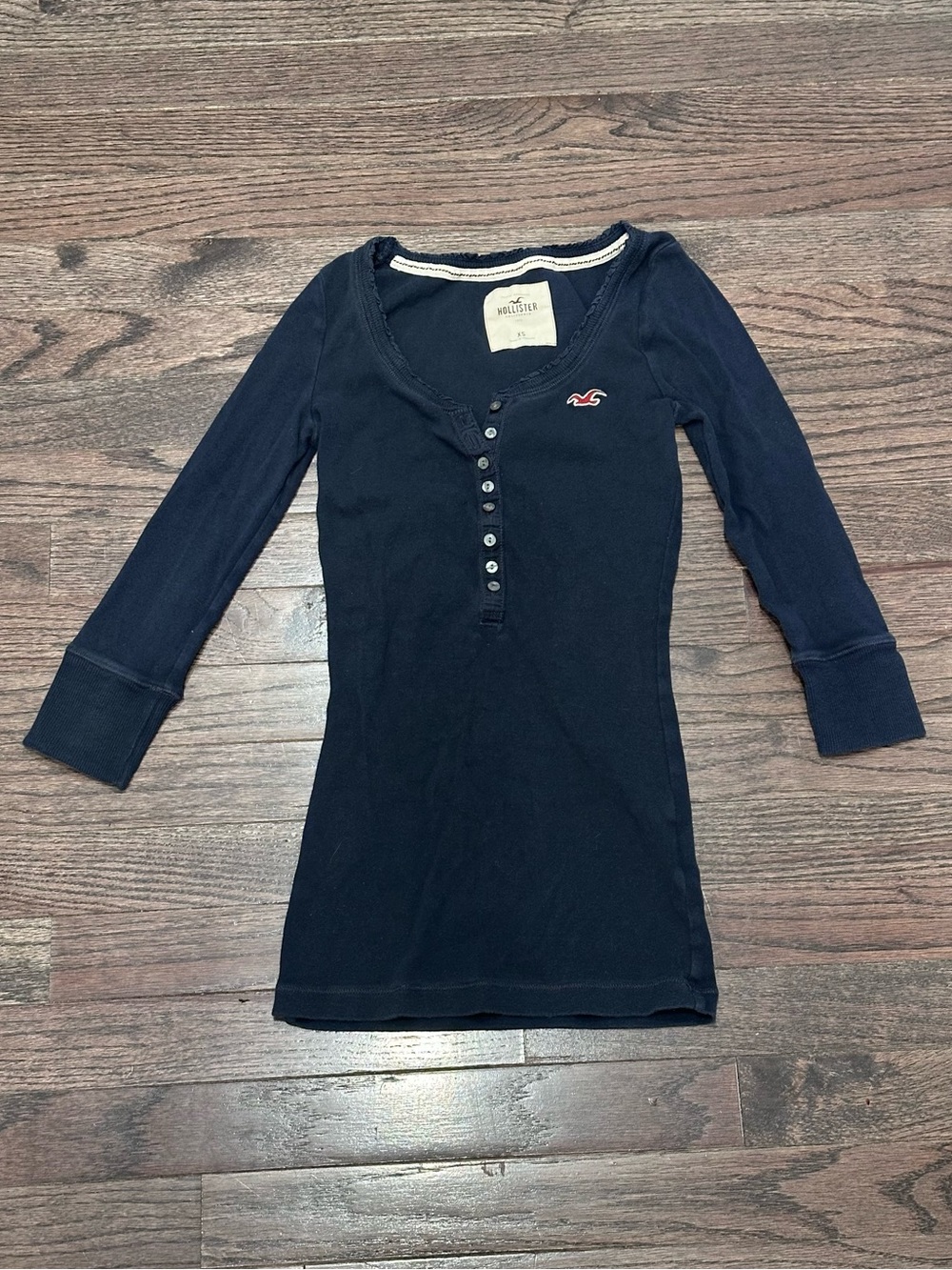Hollister Navy Henley Top